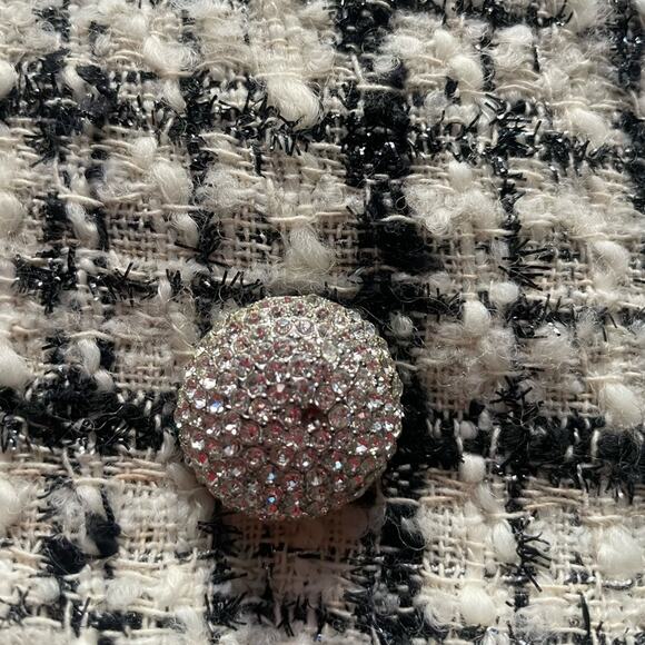 ronny kobo lily black & white tweed double brested blazer coat dress size small - Picture 4 of 5